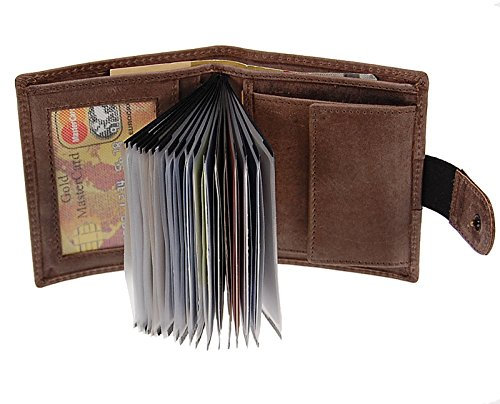 BOCCX kleine Herren Geldbeutel Geldbörse Leder 21 Kreditkarten Herrenbörse 40028 GoBago (Braun)