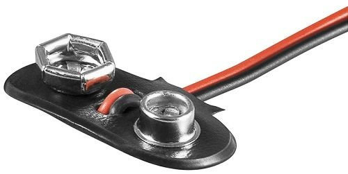 Cablepelado Supporto per 1 batteria 6LF22 | Clip per batteria a forma di T | Include cavo da 200 mm | Adatto per 1 batteria 6F22, 6HR61, 6LR61 da 9 V.