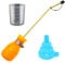 BITEYI Pulver Düse Hand-Stäubepumpe Ungezieferpuder Tropfpipette Insektizid Applikator gegen Ameisen Schädlinge-aus Silikon und Kupfer (Orange)