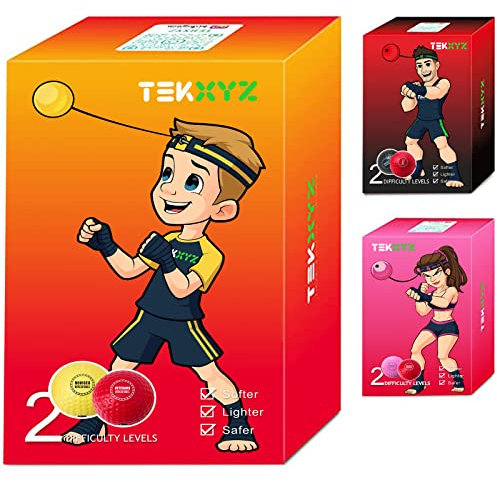 TEKXYZ Boxen Reflexball (YR), 2 Verschiedene Boxbälle mit Kopfband, perfekt für Reaktion, Agilität, Schlaggeschwindigkeit, Kampffähigkeit und Hand-Augen-Koordinationstraining
