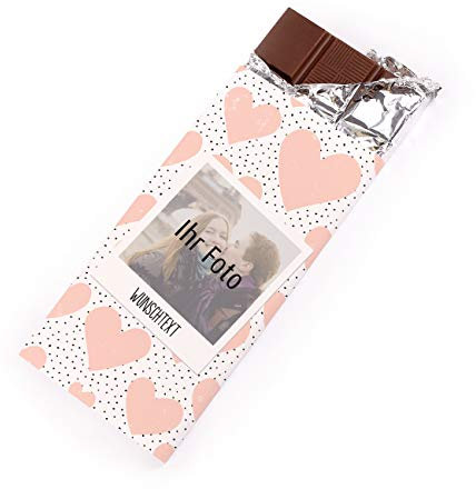 Herz & Heim® Foto-Schokolade mit Wunschtext als kleines Geschenk zum Geburtstag, für die Freundin oder zu Weihnachten (Liebe Polaroid)