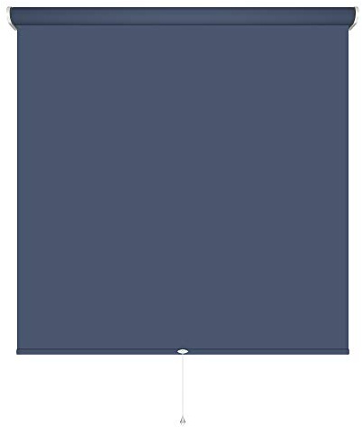 Rollo Springrollo Mittelzugrollo 14 Farben Breite 62 bis 202 cm Länge 180 cm Bedienung Mittelzug Stoff blickdicht lichtdurchlässig Fenster Sonnenschutz Blendschutz (132 x 180 cm / Dunkelblau, Blau)