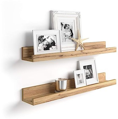 MOBILI FIVER, 2er-Set Bilderregale First, 60 cm, rustikale Eiche, Made In Italy
