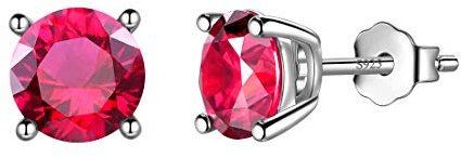 Aurora Tears Juli Birthstone Ohrstecker 925 Sterling Silber Rot Rubin Birthstone Ohrring Birth Stone Schmuck für Frauen und Männer DE0214R