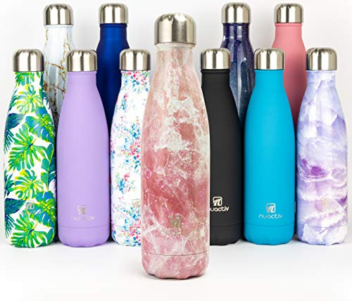 Nuactiv Stainless Steel Water Bottle, Vacuum Insulated Flask BPA Free, 12hrs Hot & 24hrs Cold Drinks, Thermal Metal Water Bottles, Leakproof 500ml Double Wall, Drinking for Kids, Gym, Sports, Travel