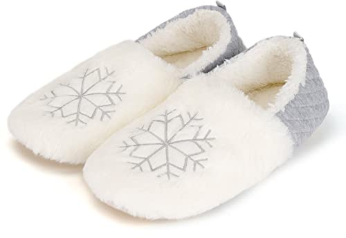 AONEGOLD Pantofole Donna Invernali Peluche Caldo Eleganti Pantofole da Ballerina Lavorato a Maglia Morbide Antiscivolo Piatte Scarpe