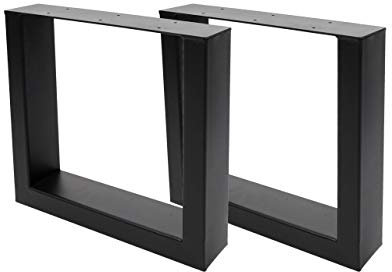 Mendler 2er-Set Tischbein HWC-H33, für Couchtisch Sitzbank Tischgestell Tischkufe, Industrial 37x40cm - schwarz
