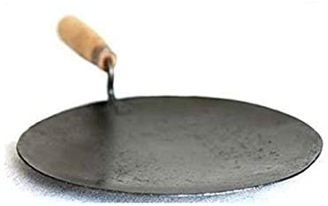 Radhna Indian Traditional 10 inch Iron Tawa Cookware Roti Maker chapati Maker Kitchen Tool Iron Tava with Wooden Handle - Fastest Delivery with DHL