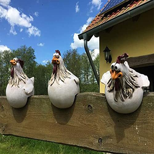 MEIYOUMK Huhn Gartendeko Hühner Deko Garten Statuen Huhn Ornament Outdoor-Dekoration Gartenstatue Dekorative Gartenfigur Henne Huhn Gartenstecker Hinterhof Dekorationen