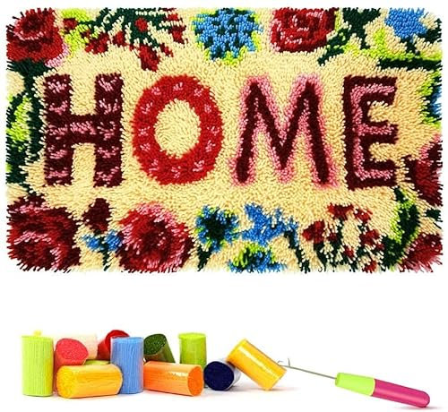 Myriad Choices Knüpfhaken-Set Teppich-Stickerei Knüpfhaken Teppich Handarbeit DIY Erwachsene Bastelset Heimblume