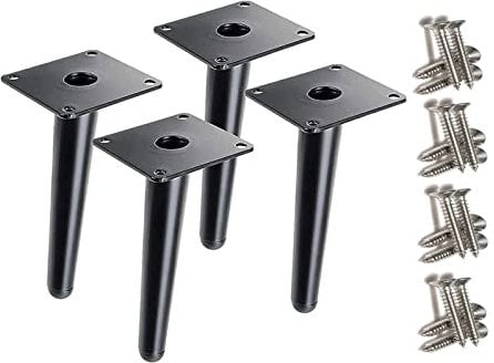 Toolzia 4Pcs 6 Metal Oblique Furniture Legs 15cm,Cone Cabinet Legs Stainless Steel Table Legs No-Slip Silent for Diy Furniture, Sofas, Cabinets (Black)