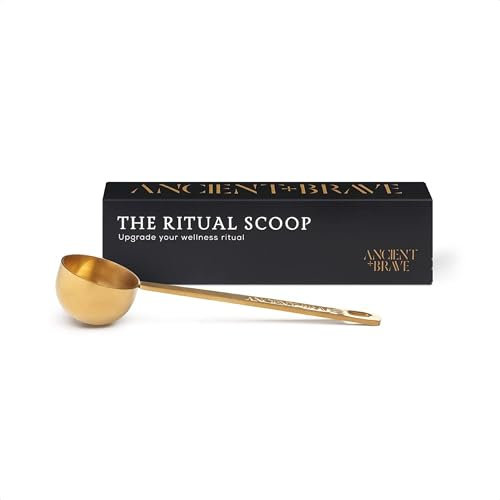 Ancient + Brave - Ritual Scoop - Gold Finished Stainless Steel Measuring Spoon - Approximate Measure - Perfect Measuring Spoons for Collagen Supplements - Includes Gift Box
