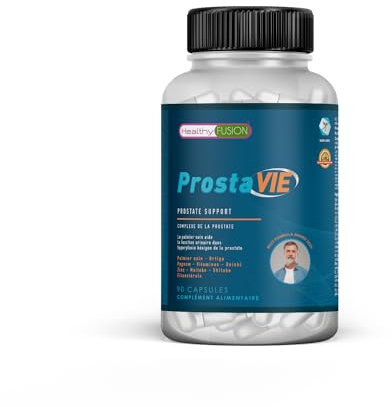 Healthy Fusion ProstaVie | Complexe Naturel pour la Prostate | Soutient la Santé & Fonction Prostatique | Aide à Réguler les Urgences Urinaires | Palmier Nain, Reishi, Ortie & Vitamines | 90 Gélules