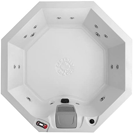 CANADIAN SPA CO. Muskoka UV Outdoor Hot Tub 6 Personen, 188x188x73 cm, achteckig, mit Abdeckung, LED Beleuchtung, Heizung und 14 Hydrotherapiedüsen, ganzjährige Nutzung
