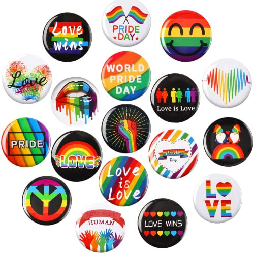 SEPGLITTER 54 Stück Regenbogen Pride Button, Pride Pins LGBTQ Pride Flag Brosche Rainbow Gay Pins Abzeichen für Party Favors Supplies Kleidung Revers Tasche Dekorationen Zubehör