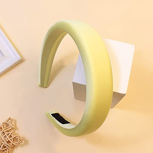 Haarreif,Retro-Satin-Stirnband Einfaches Breitkrempiges Stirnband Einfarbiger Haarschmuck Geflochtenes Satin-Stirnband für Damen und Mädchen,für Dating Urlaub Reisen Yoga Wiedervereinigung,Helles Gelb