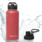 Hydrate trinkflasche edelstahl - doppelwandig isoliert, zwei Deckel, Trink- und Strohhalmdeckel, aus Silikonplastik, leicht zu tragen - Rot - 1 Litre - Set of 1
