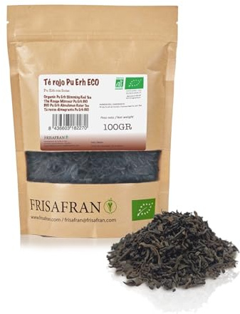 FRISAFRAN | Thé Rouge Pu Erh Bio en vrac 100g | Minceur | Diurétique | Digestif | Détox | Brûleur de graisse | Tisane drainant | tisane minceur | thé pu erh rouge | naturel | infusion sans additifs