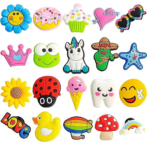 homenatur Anstecknadeln für Crocs Sanitär-Clogs – 20 Stück – dekorative Pins – Schuhanhänger – Zubehör und Verzierungen für Schuhe – Damen Herren Kinder – Gesundheit Gastgewerbe – Arbeit Friseur,