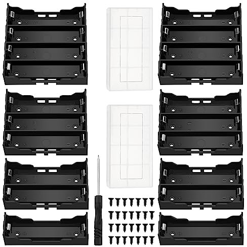 8 PCS 18650 Battery Holder Sets, KUOQIY 1/2/3/4 x 3.7V 18650 Battery Holder Case with Pin, with 2 PCS Plastic Battery Storage Box & Screwdrivers & Screws (1/2/3/4 Slots)