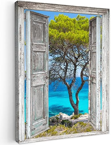 MuchoWow© Impression sur Toile Decoration Murale Peinture 30x40 cm Tableaux Decoratifs Muraux Décoration Chambre Arbre - Tropical - Mer - Vue - Plage
