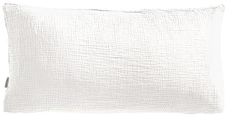 Pure Label Musselin Kopfkissenbezug 40x80 cm aus 100% Baumwolle - Traumhaft weiche, kuschelige Kissen-Sets in weiß aus Musselin