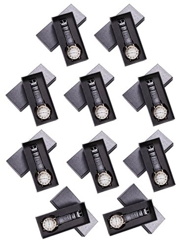 Bayli 20er Sparset Geschenk Uhrenbox für 1 Uhr, 145 x 65 mm Uhrenkarton in Schwarz, Geschenkbox für Verschiedene Arten von Uhren, Uhrenetui aus Karton, Uhraufbewahrung für Verschiedene Uhrentypen
