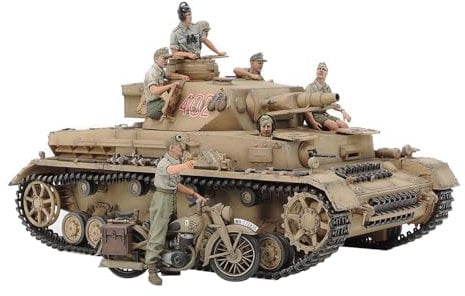 TAMIYA 25208 1:35 Dt. PzKpfw.IV AUSF.F m. Krad DAK - Modellbau, Plastik Bausatz, Hobby, Basteln, Kleben, Modellbausatz, Modell, Zusammenbauen, Grau