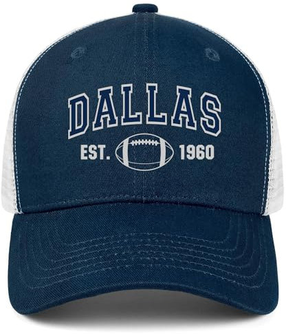 Waykingo Dallas Hut Geschenke für Männer Frauen Bekleidung Bestickte Baseballkappe Verstellbar Mesh Trucker Hut Sport Fan Jugend Hut Marineblau, Marineblau/Blau, Einheitsgr��e