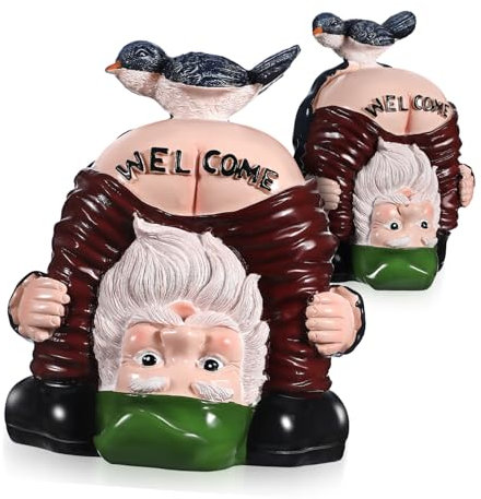 DECHOUS 2 Pièces Nain De Poirier Statue De Nain De Jardin Statue De Signe De Bienvenue Statue Naine Signe De Bienvenue du Jardin des Gnomes Sculpture De GNOME Résine 8cm Accessoires