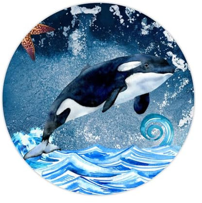 Zyadsinoudor 50 Stück Delphin Seestern Laptop Aufkleber Ozean Meer Aufkleber Pack Ocean Life Langlebig Mediterraner Stil Runder Aufkleber für Fahrrad Stoßstange Koffer Gepäck Auto Laptop Stoßstange