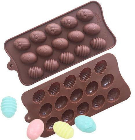 Easter Silicone Chocolate Mold Egg Shaped Silicone Fondant Chocolate Mold, Baking Molds for Easter Candy Mini Soap, Cake Bread Cupcake Cheesecake Muffin and Jello 2 Pcs