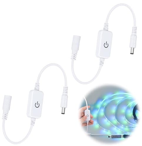 QIMEI-SHOP LED Strip Dimmer Switch Controller DC 12V-24V Striscia LED Touch Dimmer 2A con 5,5mm Spina per Singolo Colore Striscia Luminosa a LED 2 Pezzo