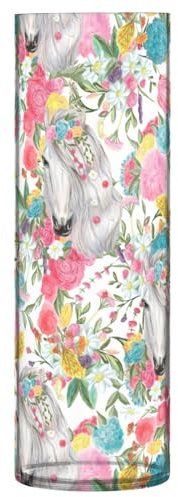 Aquarell Pferd Blumen Kunststoffvasen für Tafelaufsätze, 30 x 9 cm, Vasen für Tische, ästhetische Vasen für Zuhause, Tafelaufsätze, Bücherregal, Hochzeitsdekoration