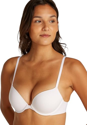 Calvin Klein Damen Plunge BH mit Push-Up, Weiß (White), 80A