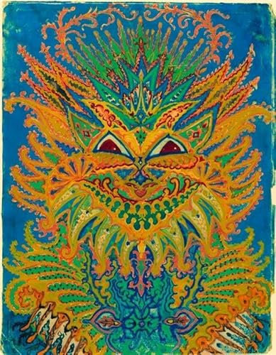 PTLYE Reproduktion Modern Wandbild Poster Wandbilder Kaleidoskop-Katzen: Katzenmuster von Louis Wain Wand-Kunst Bild für Wohnkultur 60x90cm