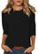 Three Quarter Sleeve Tops Women's Lightweight Solid Color Blouses 3/4 Sleeve Casual Gym Fashion Daily Ladies Summer Round Neck T-Shirts 01-Black S