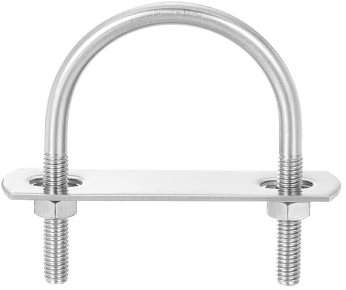 sourcing map Round U-Bolts, 4 Sets 50mm(1.97) Inner Width 68mm Length M6 304 Stainless Steel U Clamp Bolt with Nuts and Plates, for Boat Trailer