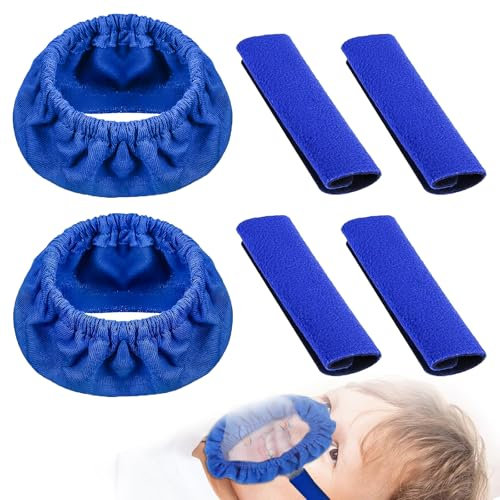 4Pcs CPAP Zubehör CPAP Maske Zubehör CPAP Gurtbezüge Gesichtspads Wiederverwendbar CPAP Gurt Komfort Pads zur Verringerung von Wange Rote Flecken und Einbuchtungen mit 2 CPAP Masken Liner (Blau)