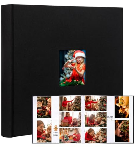 Large Capacity 10x15 Photo Album Holds 600 Horizontal and Vertical Photos, 600 Pockets Photo Album 10x15 with Writing Space,Linen Cover Acid Free Pages Photo Book for Family Wedding (Black)