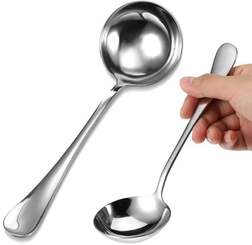YUXIANLB 7.9 Inch Small Gravy Ladle Spoon Stainless Steel Small Ladle Sauce Ladle for Spooning Sauces or Gravies, Serving Soup (Silver)