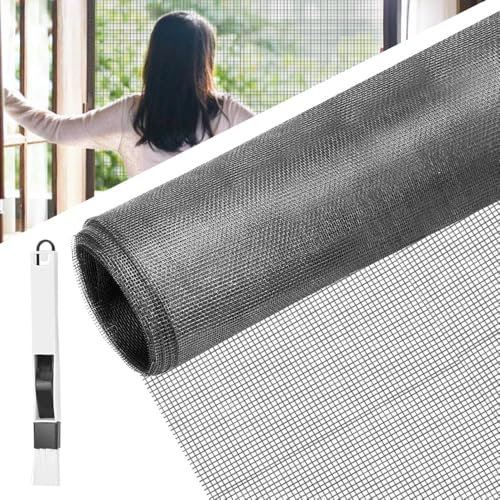 BUZIFU 100 * 120cm Moustiquaire Sur mesure en Fibre de Verre Ignifuge Grand Store Toile Filet Voile Film Moustiquaire Plissée Adaptable Rigide Anti Moustique Mouche Insecte pour Porte Fenêtre Baie