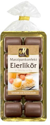 Odenwälder Marzipan | Marzipankonfekt Eierlikör | Pralinen mit Eierlikör | Umhüllt mit zarter Vollmilchschokolade | 125g