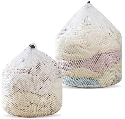 YHTCC 2PCS Mesh Laundry Bags (50x60/60x80cm), Drawstring Laundry Bag