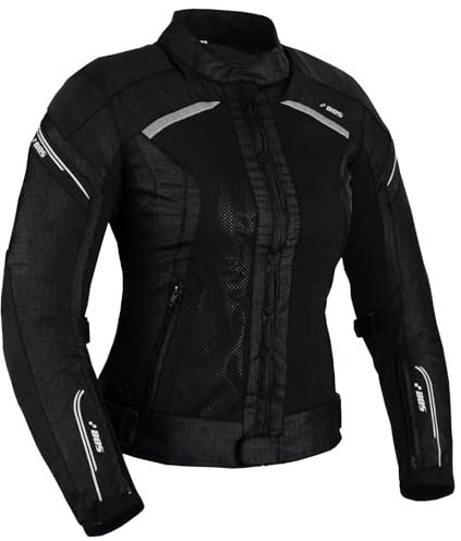 BOSmoto Damen Motorradjacke für den Sommer – Leichte Textiljacke mit Protektoren für Roller und Touring,Damen Motorrad Sommer Textil Jacke (DE/NL/SE/PL, Alphanumerisch, S, Regular, Regular, BLACK)