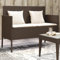 Myheimly Gartenbank mit Kissen, Sitzbank mit Staufach unter Sitzfläche, Parkbank mit abnehmbaren Bezügen, Außenbank Outdoor Bank, Poly Rattan,Braun