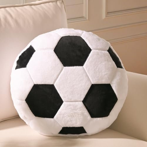 Yhoelata Plüsch Fußball Sitzkissen, Flauschiges Football als Weicher Sportball, Kreative Zimmer Dekoration für Kinderzimmer, Fussball Geschenke für Jungen, 45x45cm