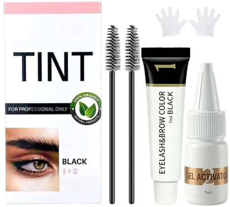Natural Black Eyelash & Eyebrow Color Kit,Natural Brow Enhancer &Lash Color