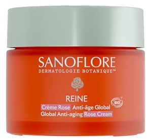 Sanoflore REINE Crème Rose Anti-âge Global Bio, régénère la peau et booste l'éclat, 50ml