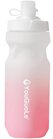 650ml Cycling Water Bottle, Squeeze to Drink Leakproof Design with Anti-Slip Grip, BPA-Free PP5 Material for Road Mountain Bike Fitness Sports (White to Pink Ombré (Screw-top Lid) 650ML)